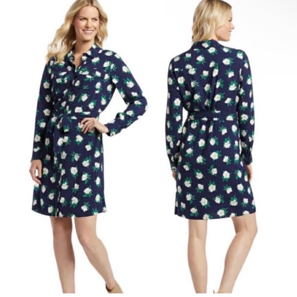 Draper James Blue Floral Long Sleeve Dress